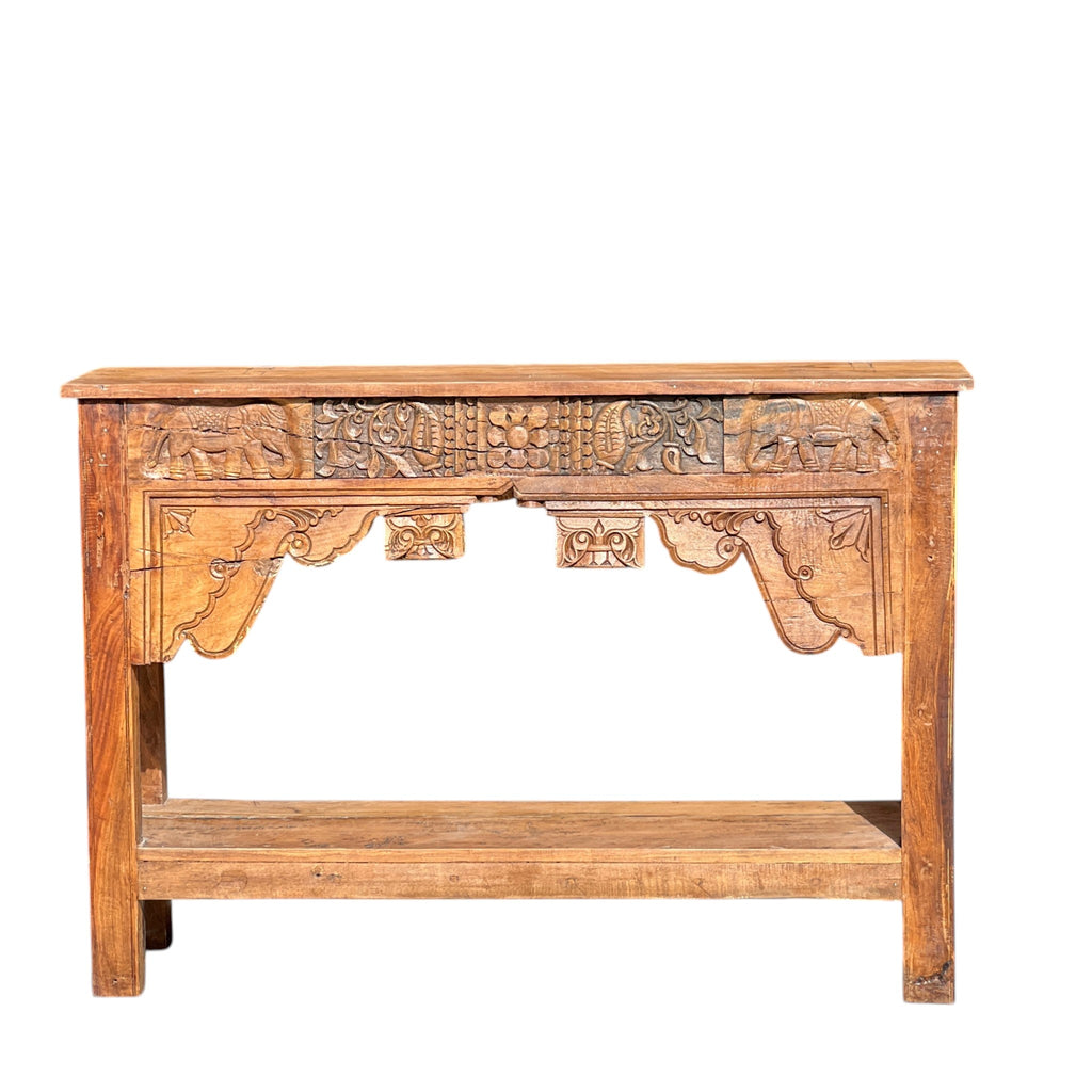 Wooden Carved Console Table – handcrafted vintage Indian decor from Jodhpur, Rajasthan