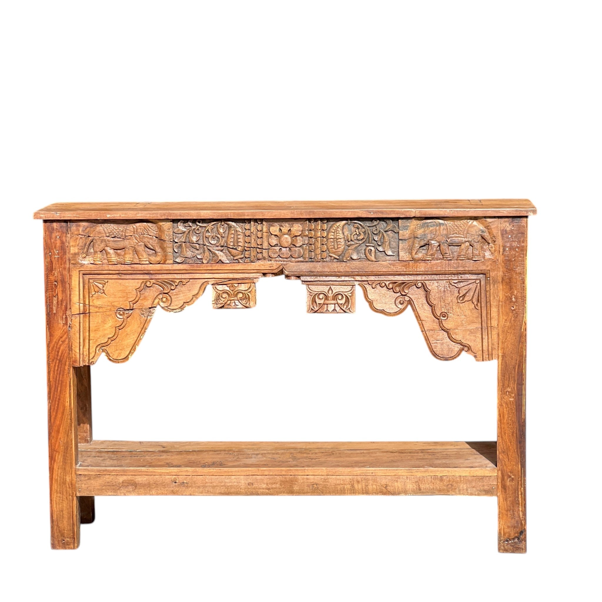 Wooden Carved Console Table – handcrafted vintage Indian decor from Jodhpur, Rajasthan