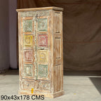 Carved Wardrobe — Multicolour Floral Panel
