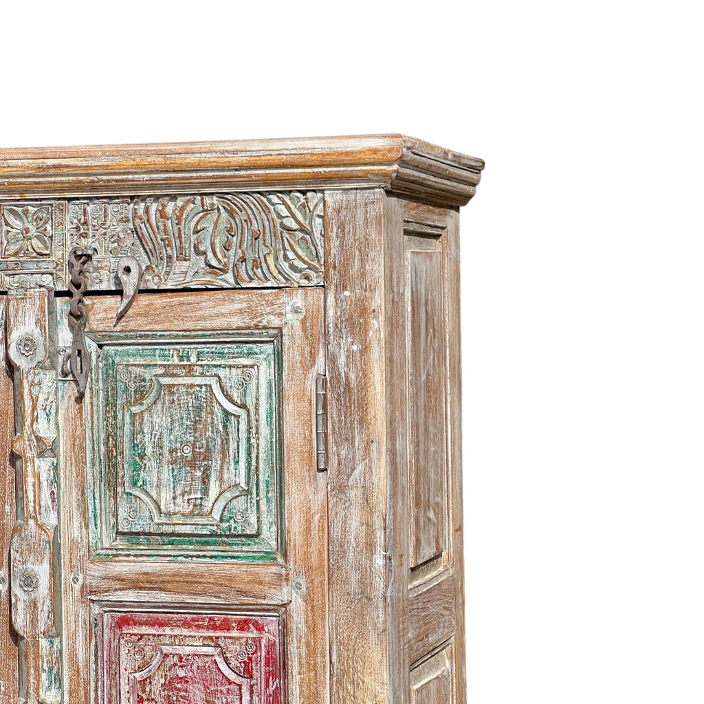 Carved Wardrobe — Multicolour Floral Panel
