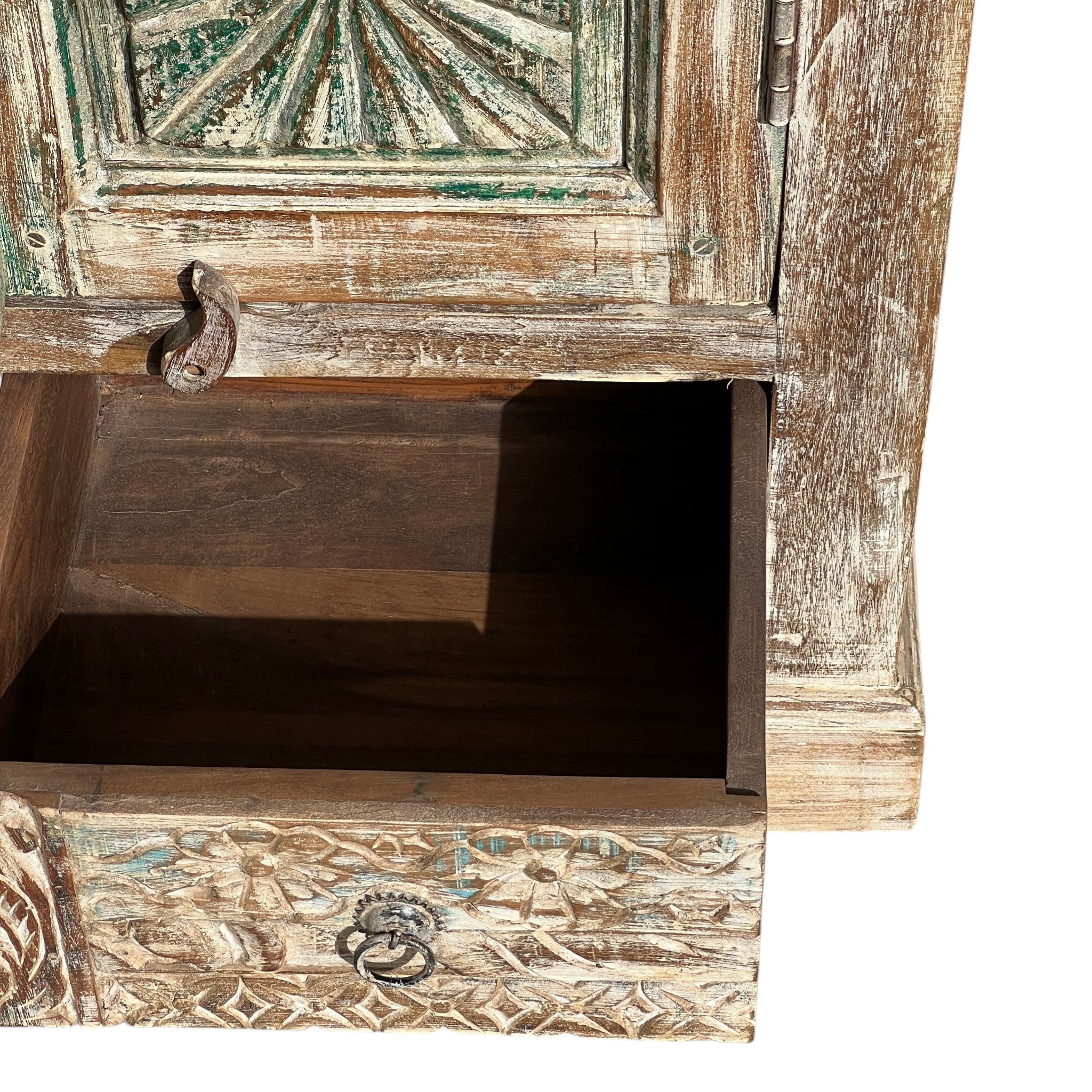 Carved Wardrobe — Multicolour Floral Panel