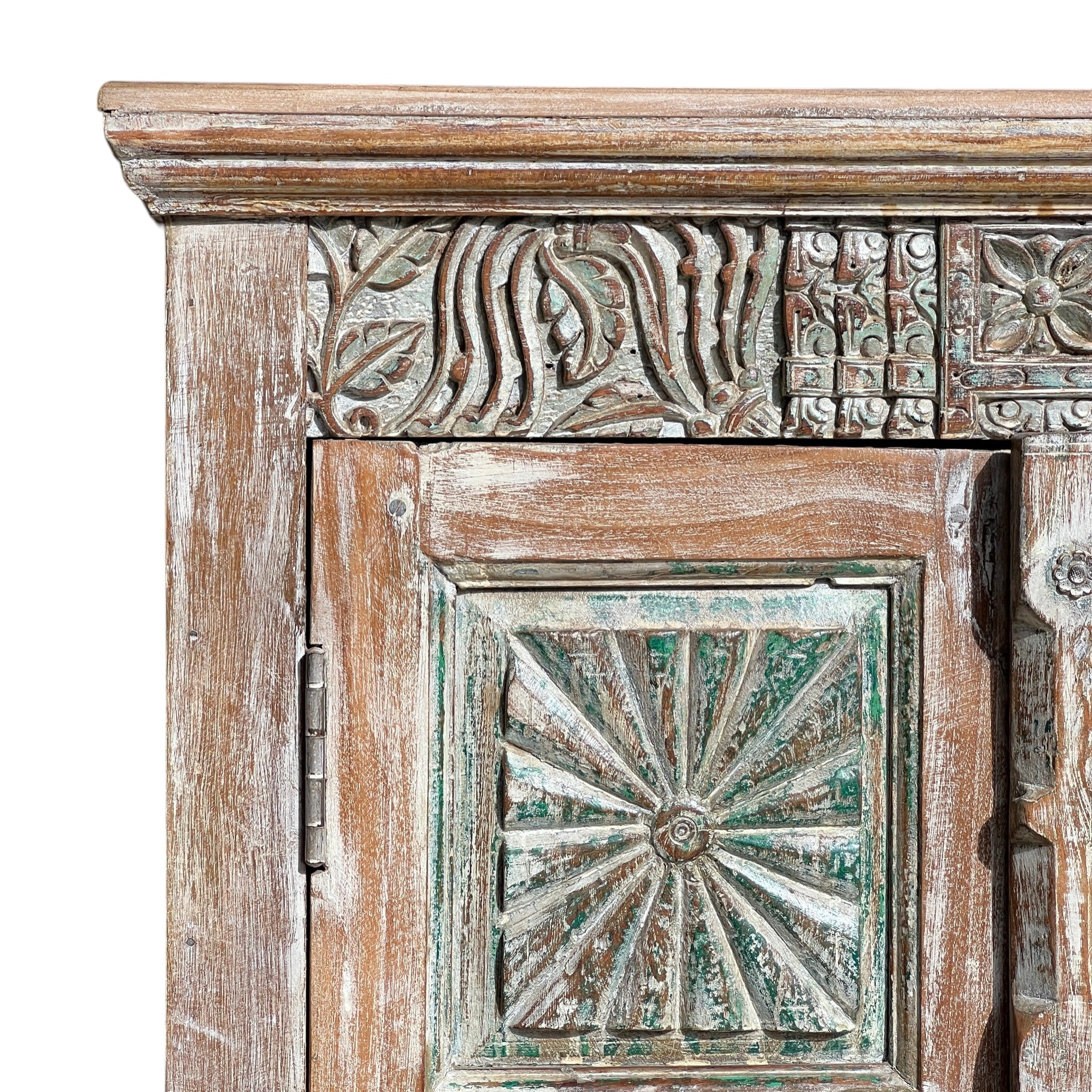 Carved Wardrobe — Multicolour Floral Panel