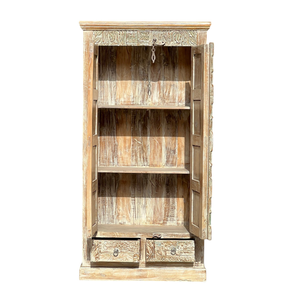 Carved Wardrobe — Multicolour Floral Panel