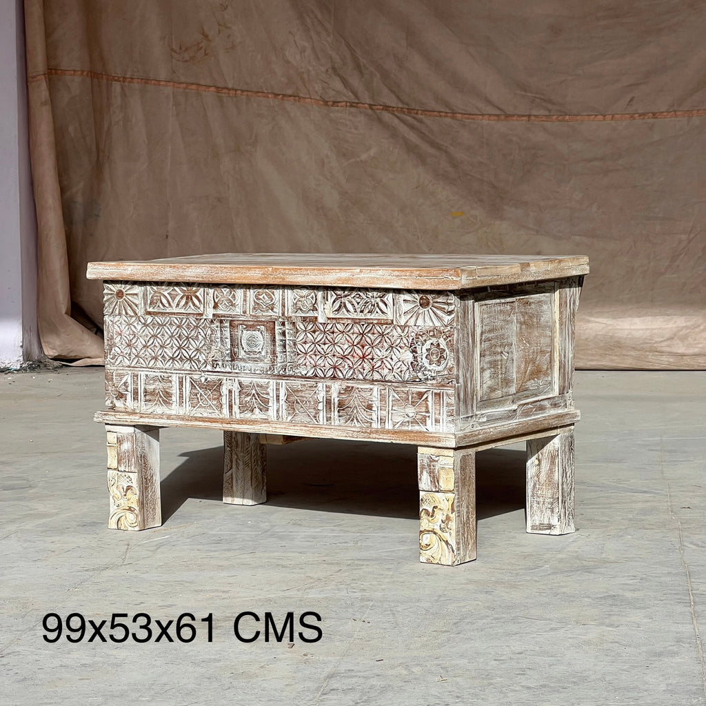Carved Dowry Chest – handcrafted vintage Indian decor from Jodhpur, Rajasthan
