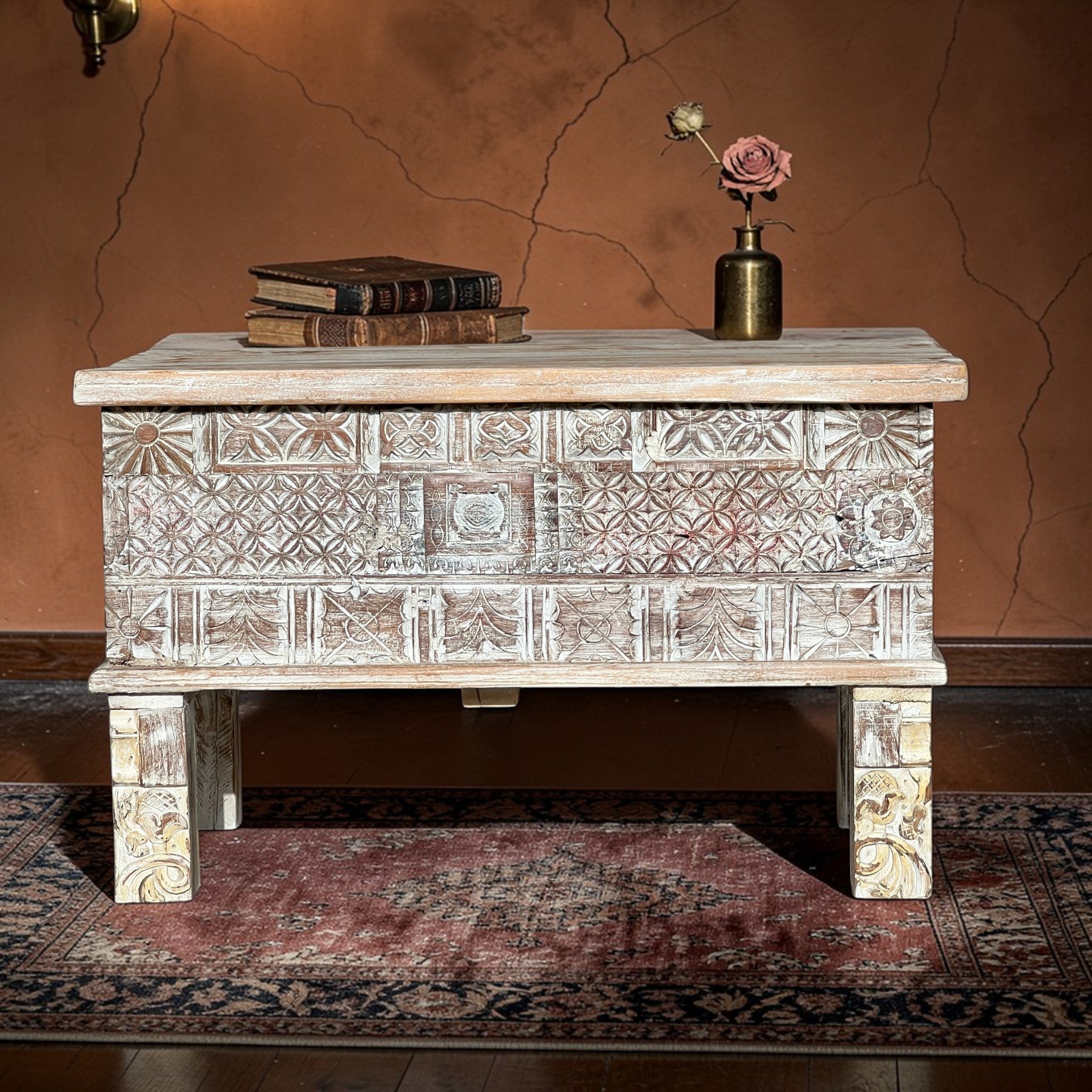 Carved Dowry Chest – handcrafted vintage Indian decor from Jodhpur, Rajasthan