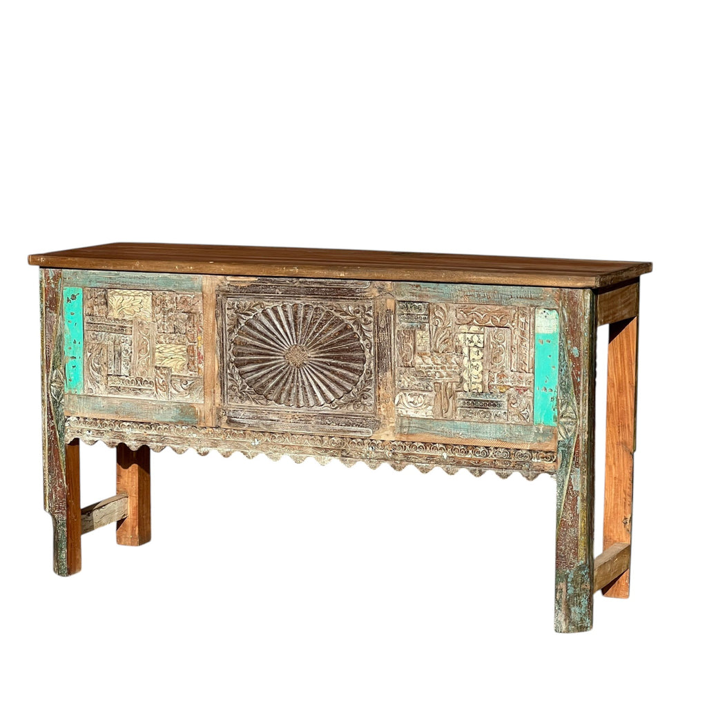 Carved Console Table – handcrafted vintage Indian decor from Jodhpur, Rajasthan