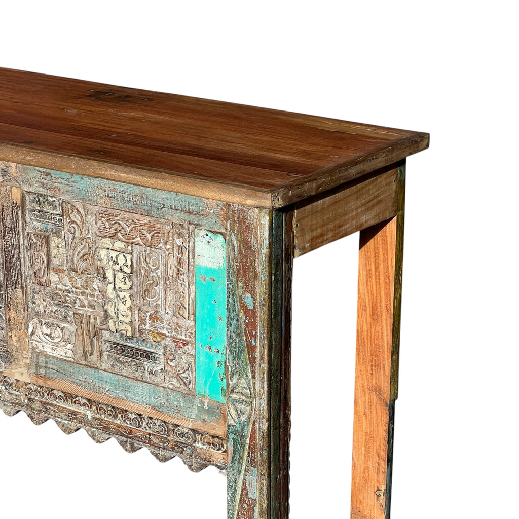 Carved Console Table – handcrafted vintage Indian decor from Jodhpur, Rajasthan