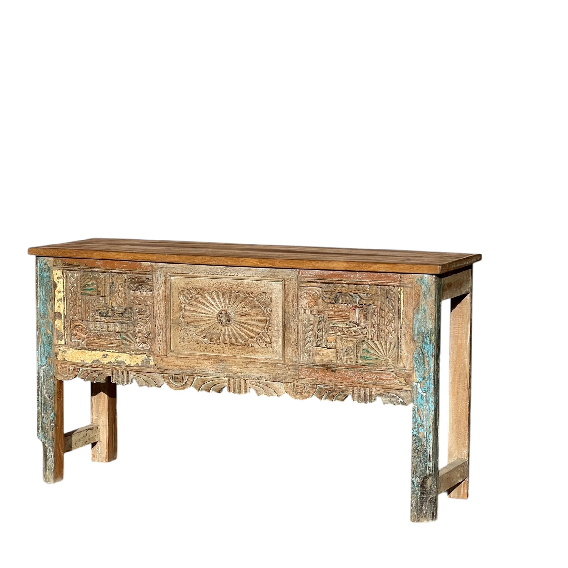 Carved Console Table – handcrafted vintage Indian decor from Jodhpur, Rajasthan