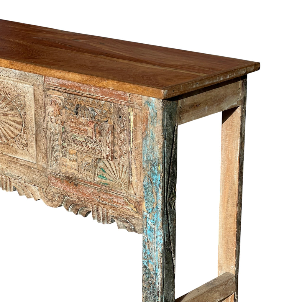 Carved Console Table – handcrafted vintage Indian decor from Jodhpur, Rajasthan