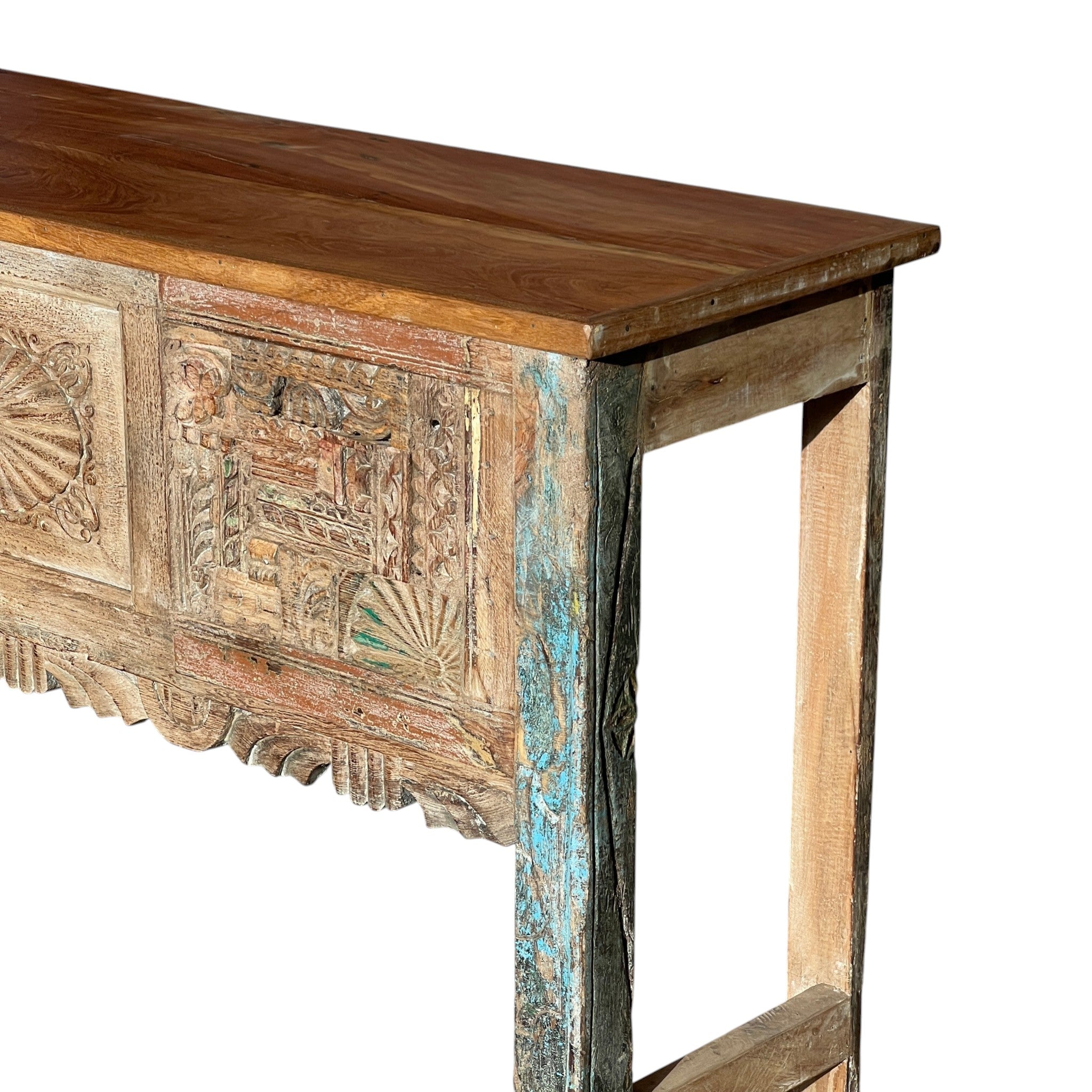 Carved Console Table – handcrafted vintage Indian decor from Jodhpur, Rajasthan