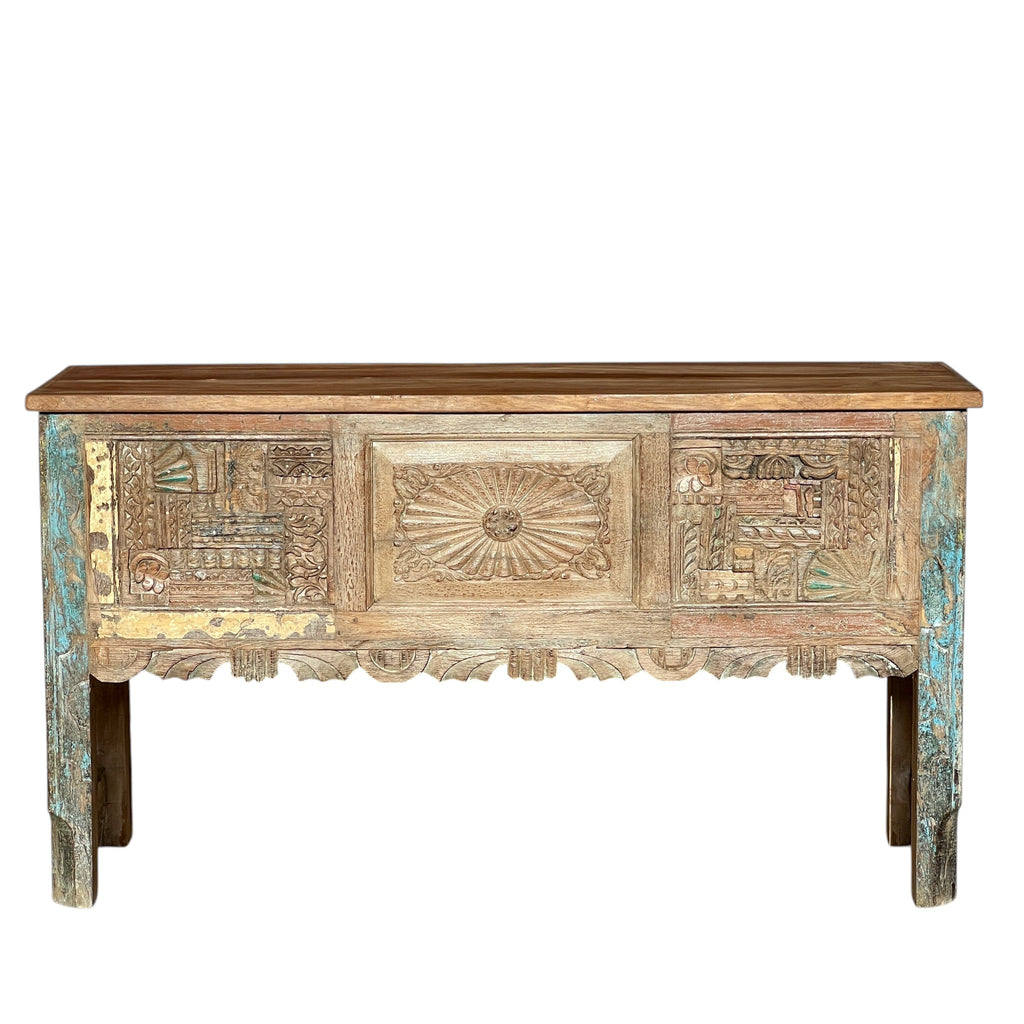 Carved Console Table – handcrafted vintage Indian decor from Jodhpur, Rajasthan