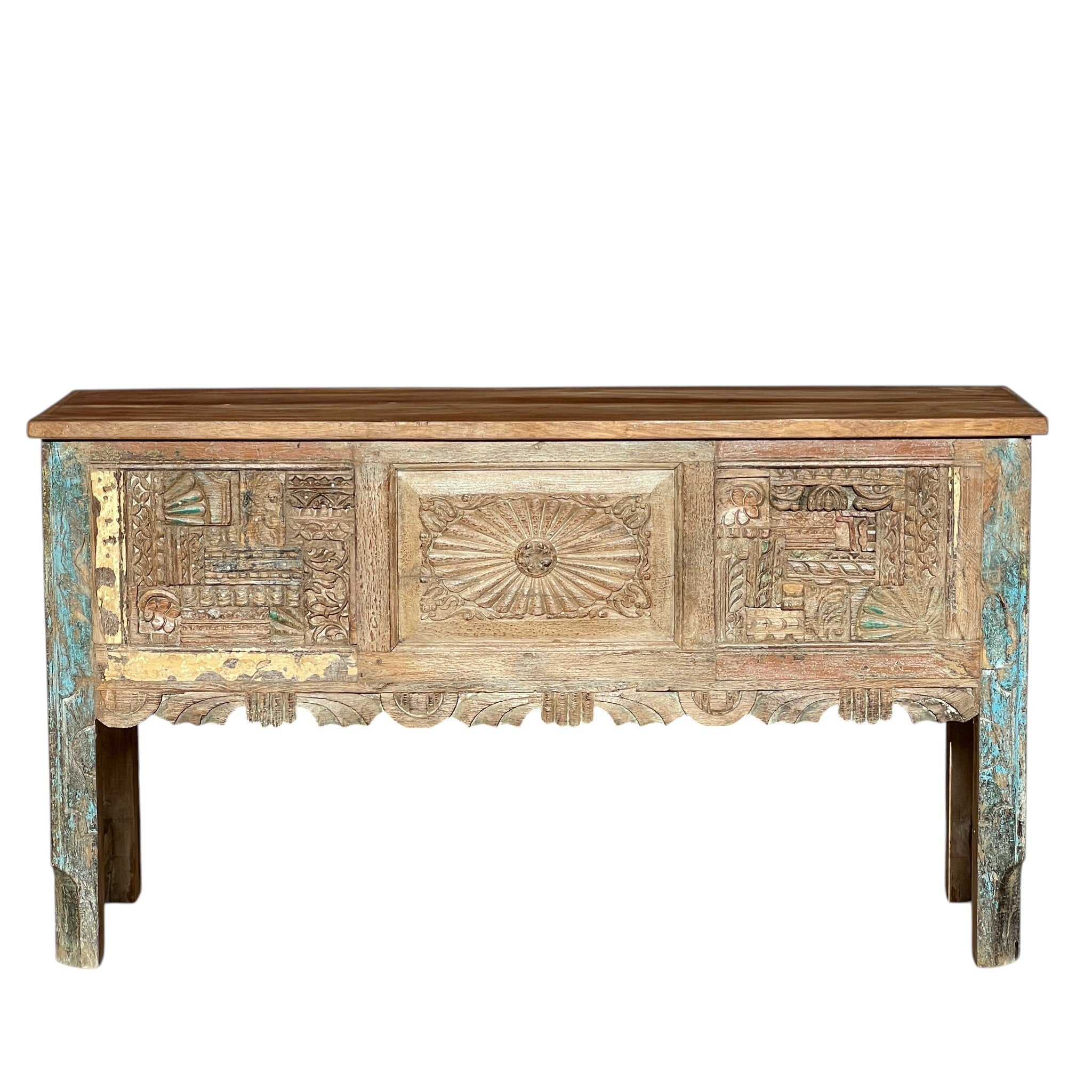 Carved Console Table – handcrafted vintage Indian decor from Jodhpur, Rajasthan