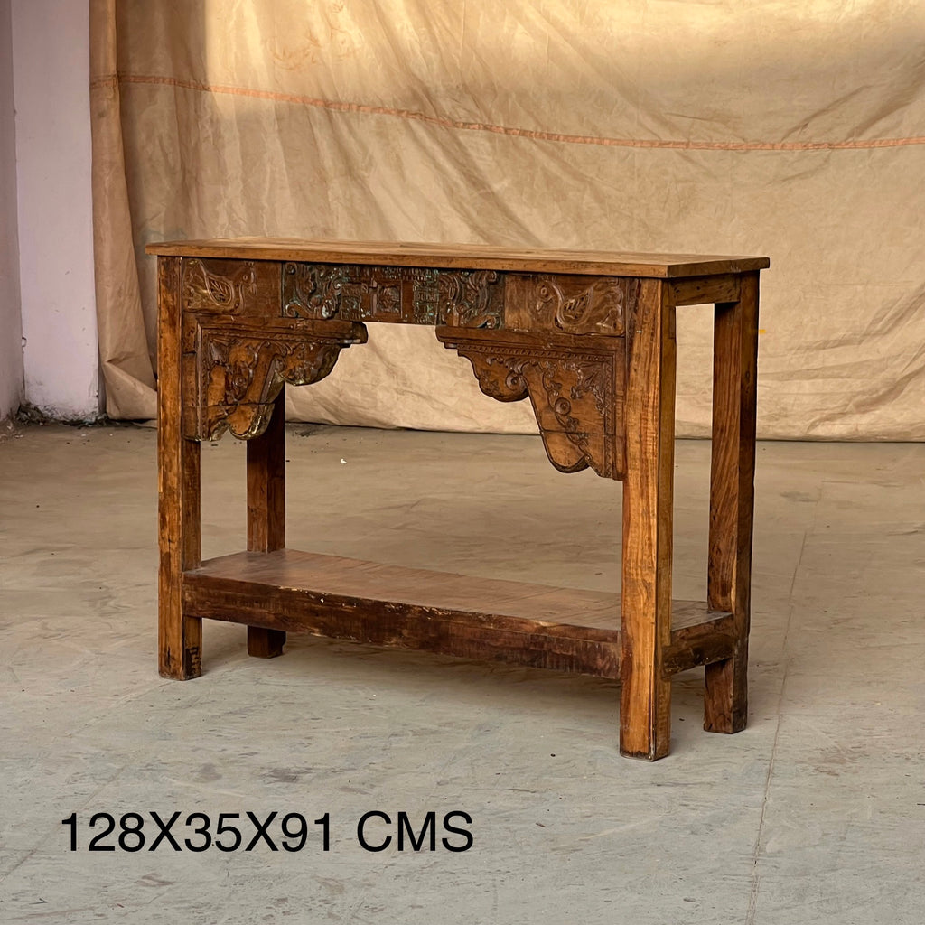 Carved Console Table – handcrafted vintage Indian decor from Jodhpur, Rajasthan