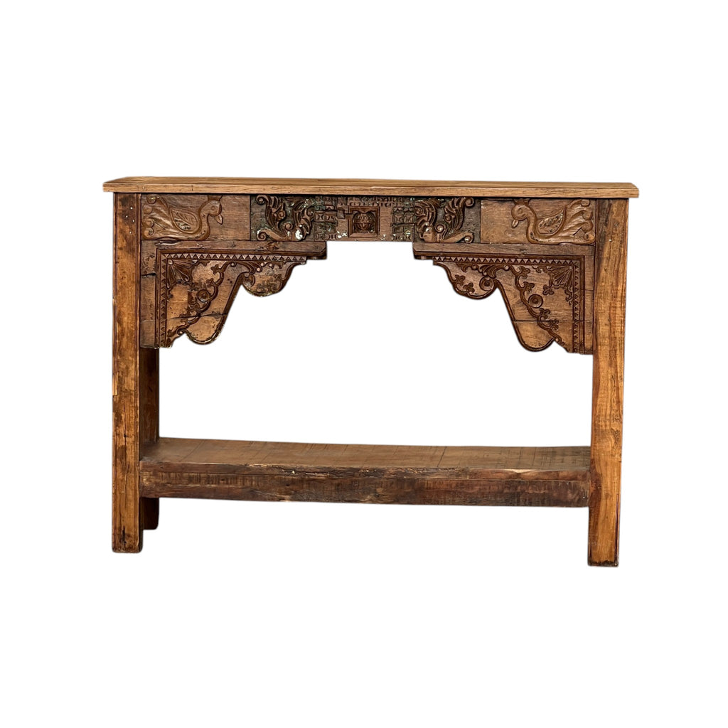 Carved Console Table – handcrafted vintage Indian decor from Jodhpur, Rajasthan