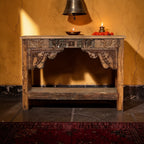 Carved Console Table – handcrafted vintage Indian decor from Jodhpur, Rajasthan