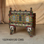 Painted Cradle Stand — Shisha Mirror & Deity Panels