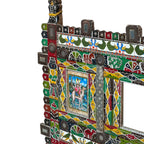 Painted Cradle Stand — Shisha Mirror & Deity Panels