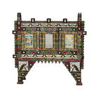 Painted Cradle Stand — Shisha Mirror & Deity Panels