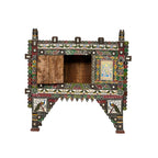Painted Cradle Stand — Shisha Mirror & Deity Panels