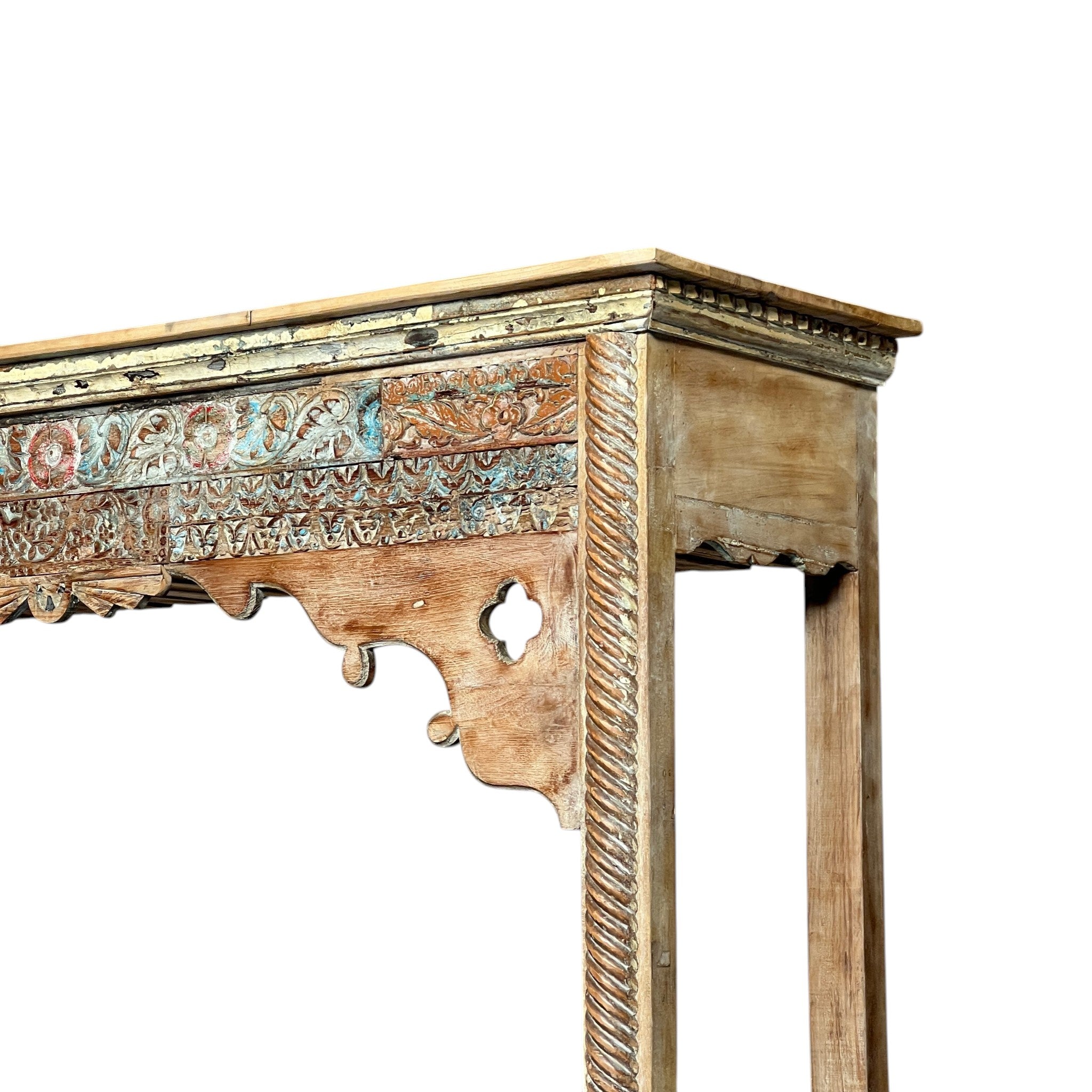 Carved Bar Counter — Stud Door & Floral Canopy