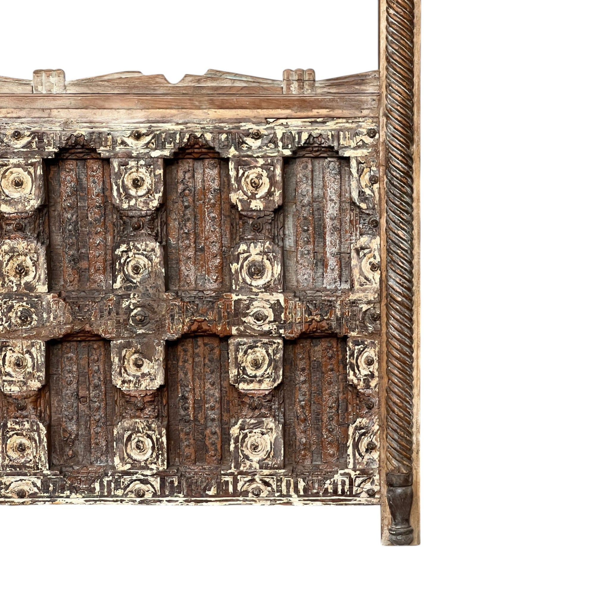 Carved Bar Counter — Stud Door & Floral Canopy