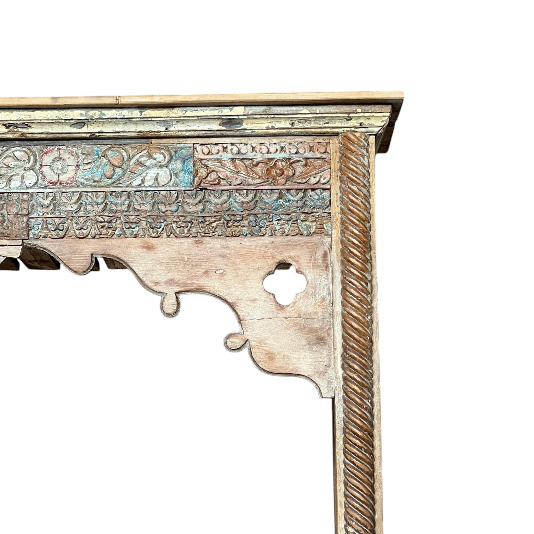 Carved Bar Counter — Stud Door & Floral Canopy