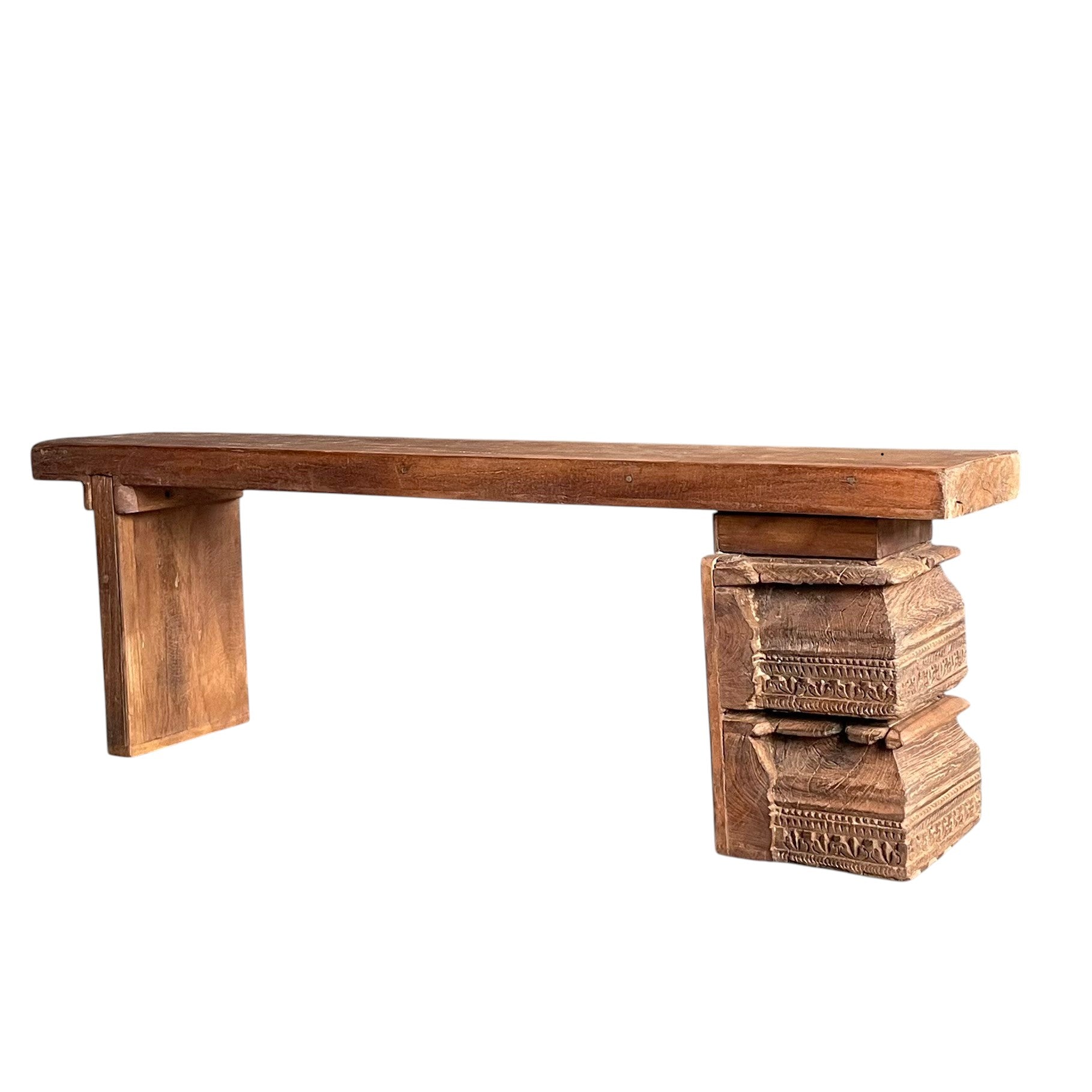 Carved Wooden Bench