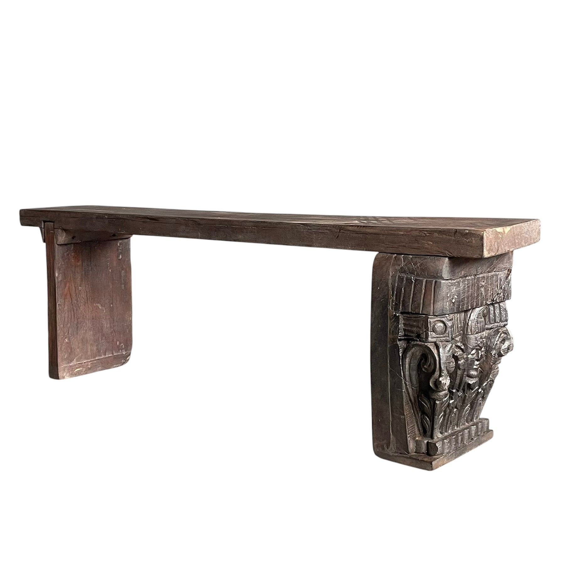Carved Wooden Bench