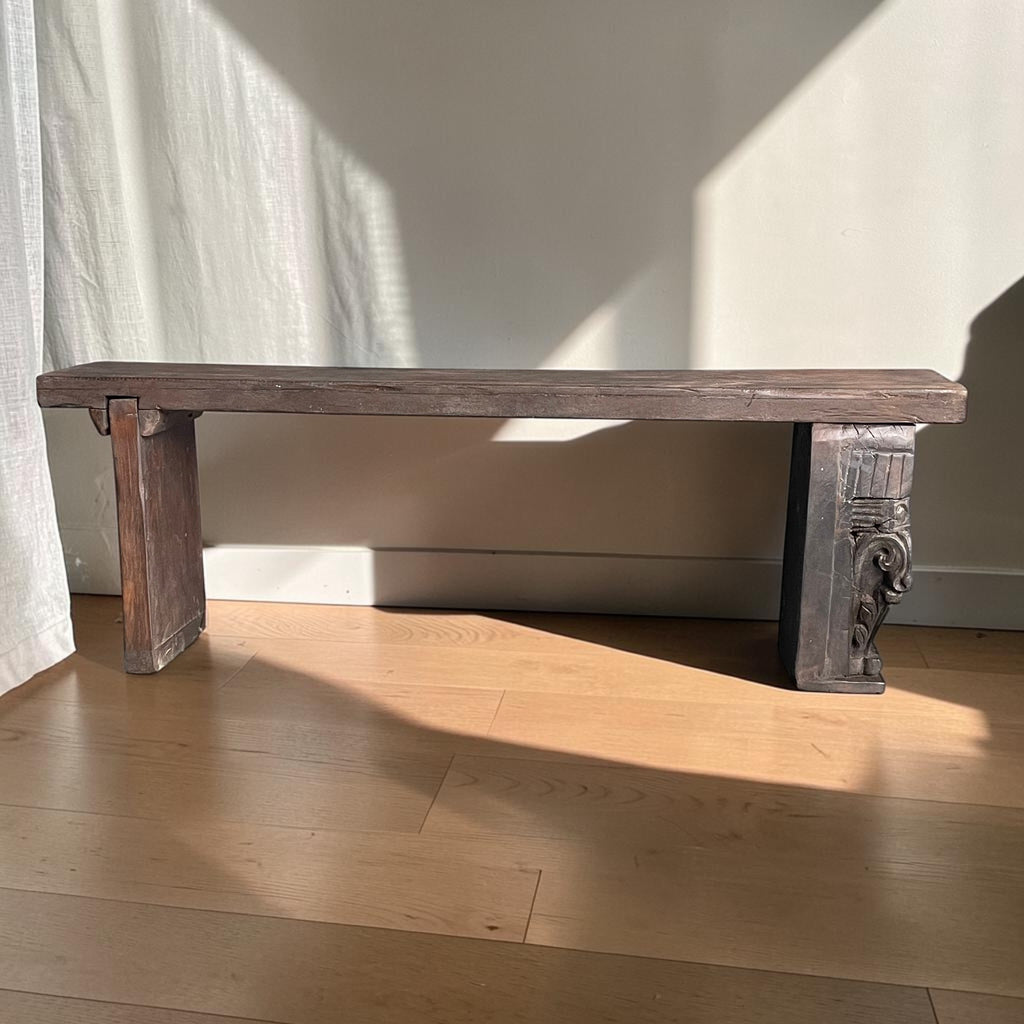 Carved Wooden Bench