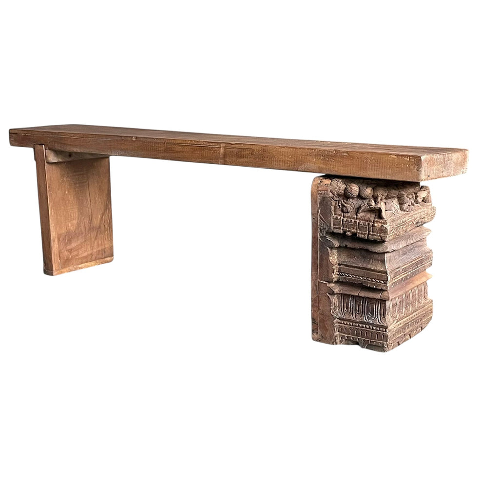 Carved Wooden Bench