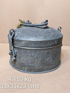Engraved Copper Box – handcrafted vintage Indian decor from Jodhpur, Rajasthan