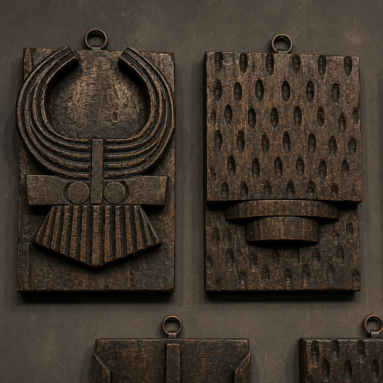 Handmade Naga Heritage Wall Plaques | Reclaimed Wood Decor Set