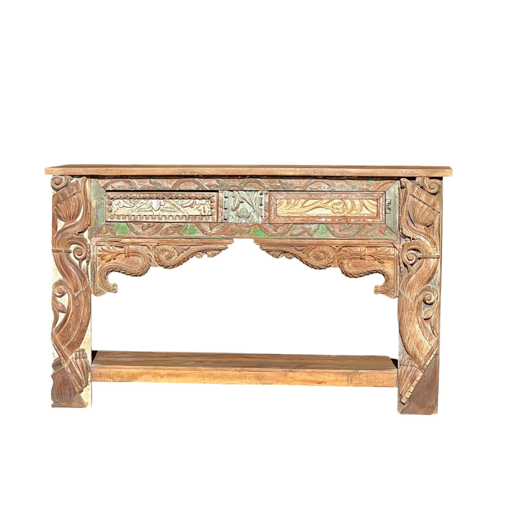 Hand Carved Vintage Wooden Console Table