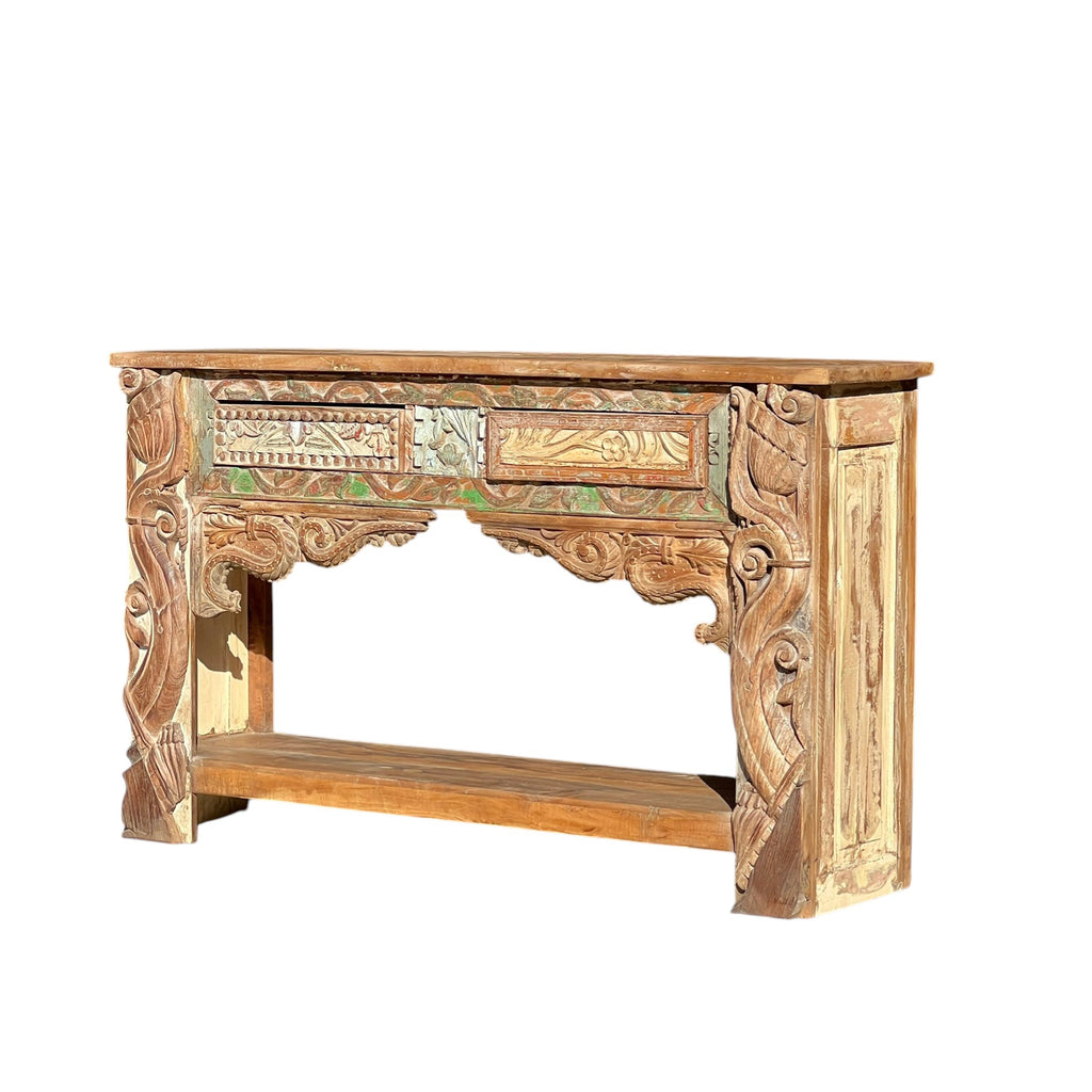 Hand Carved Vintage Wooden Console Table