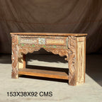 Hand Carved Vintage Wooden Console Table