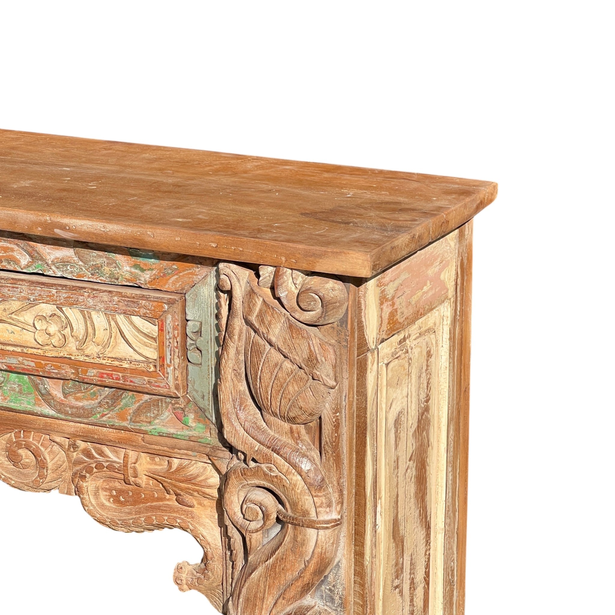 Hand Carved Vintage Wooden Console Table