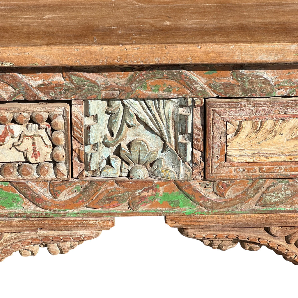 Hand Carved Vintage Wooden Console Table