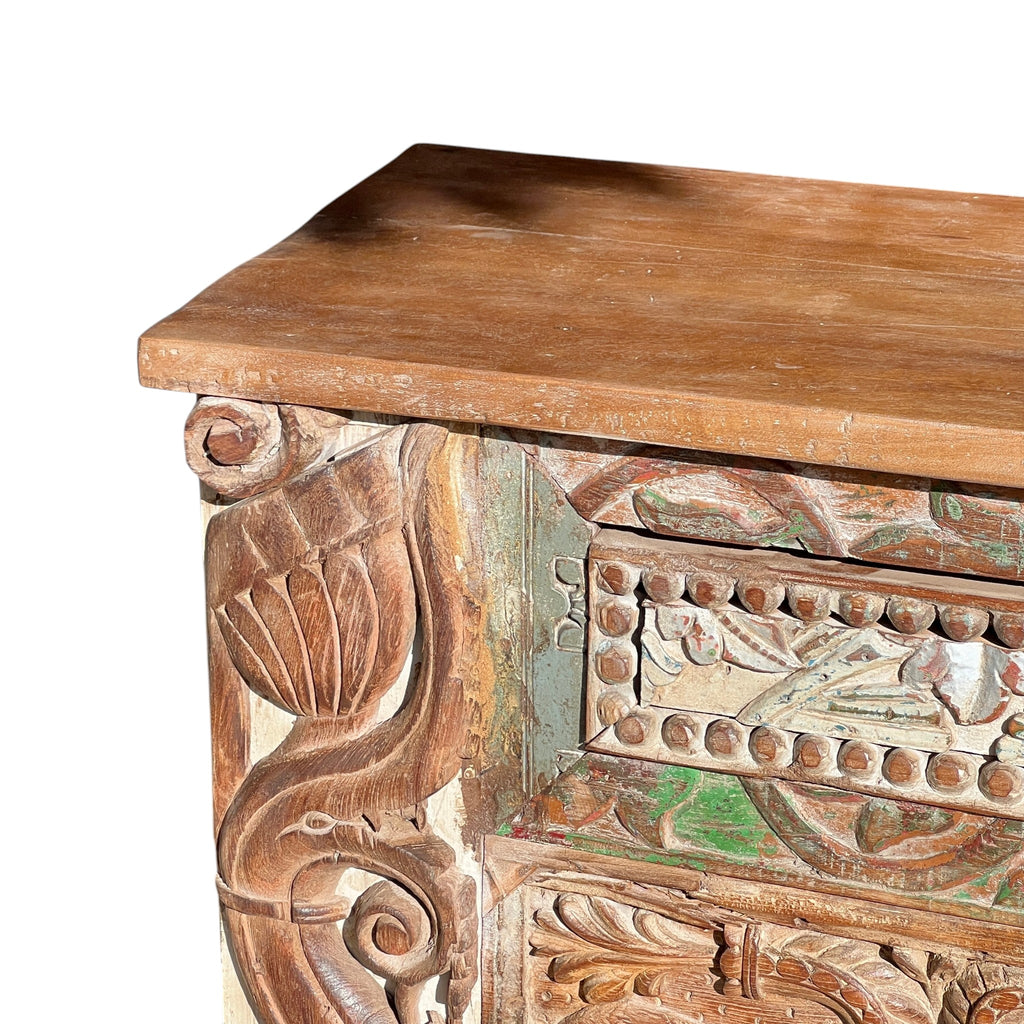 Hand Carved Vintage Wooden Console Table