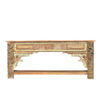 Vintage Hand-Carved Wooden Console Table