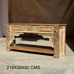 Vintage Hand-Carved Wooden Console Table