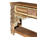 Vintage Hand-Carved Wooden Console Table