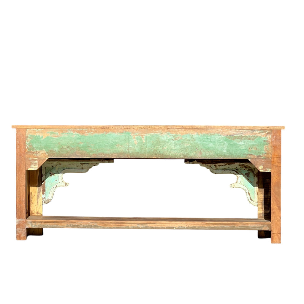 Vintage Hand-Carved Wooden Console Table