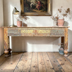 Vintage Hand-Carved Wooden Console Table