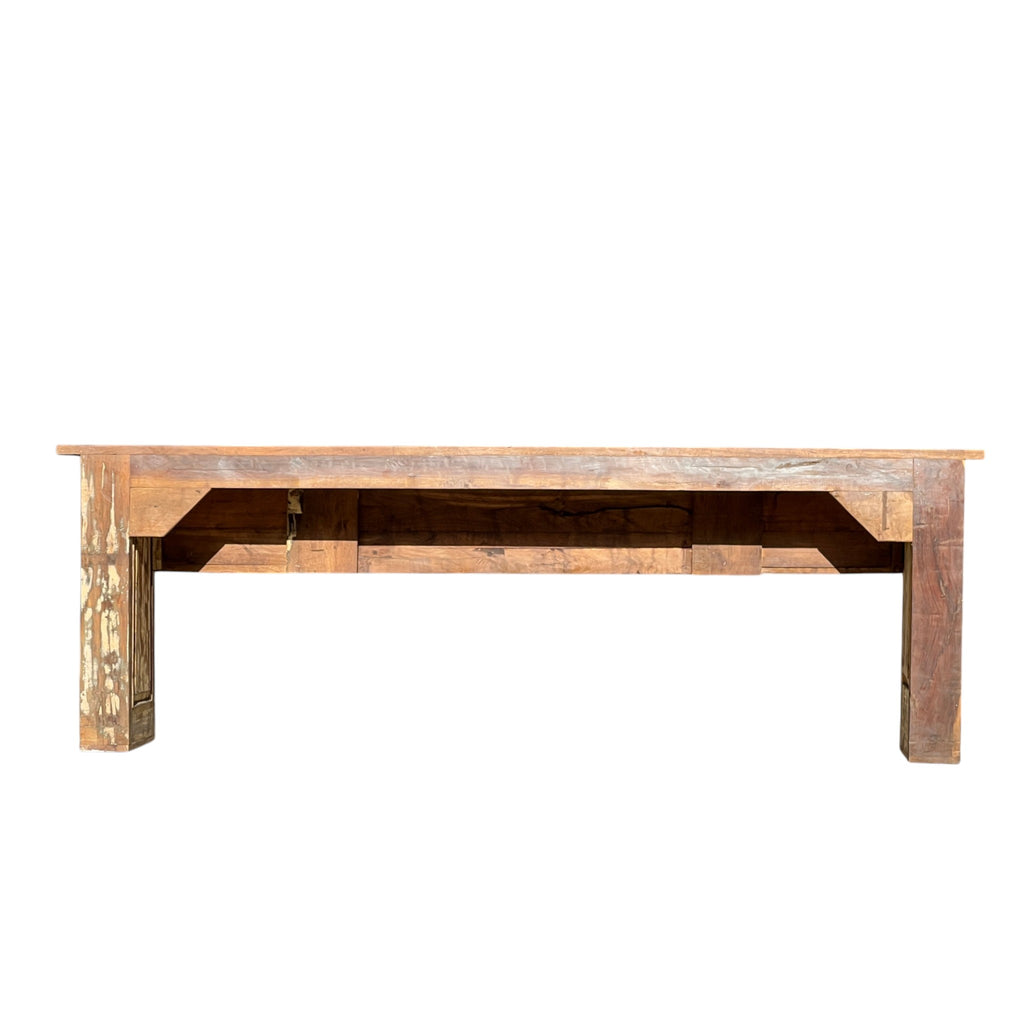 Vintage Hand-Carved Wooden Console Table