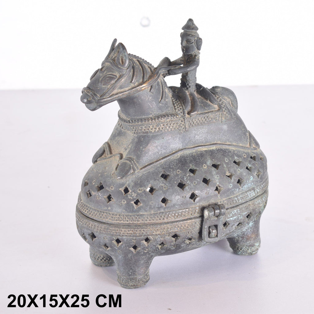 horse rider brass box