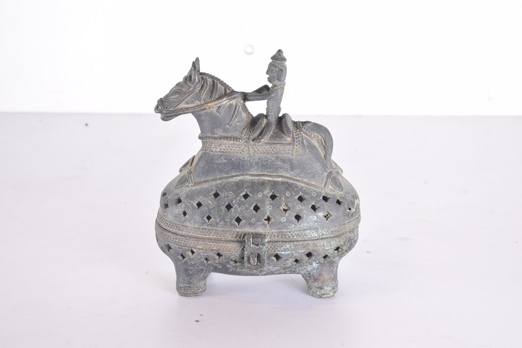 horse rider brass box