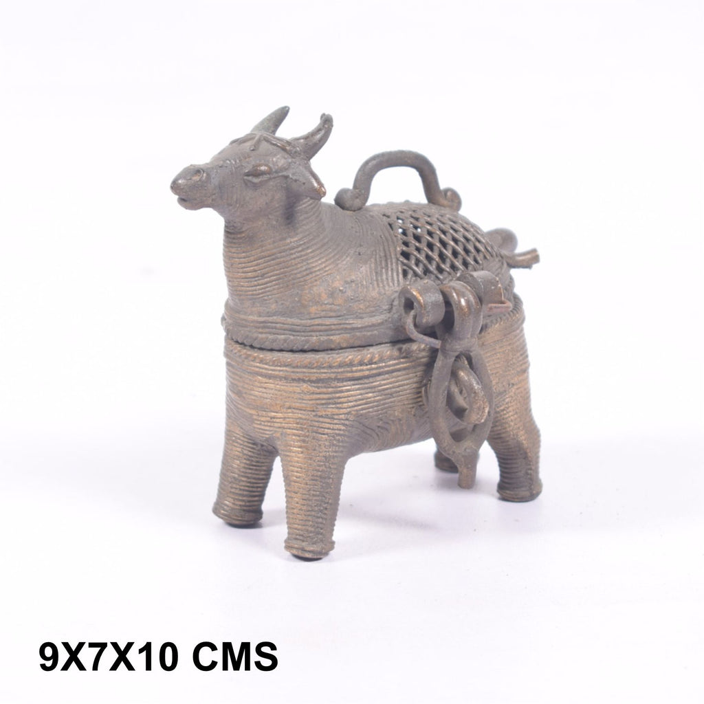 Brass Bull-Shaped Lidded Vessel