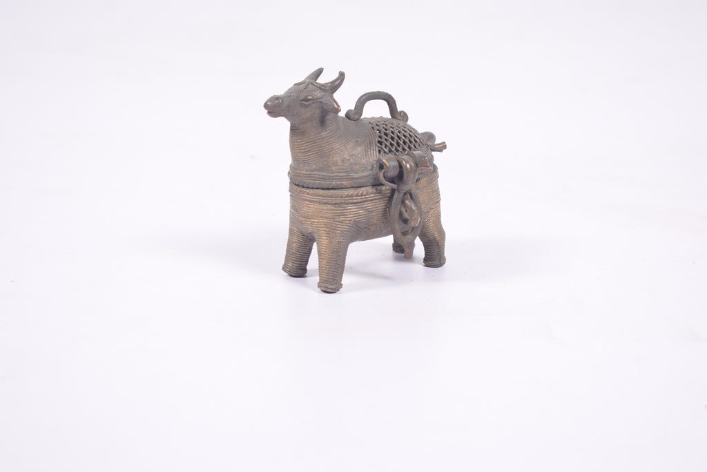 Brass Bull-Shaped Lidded Vessel
