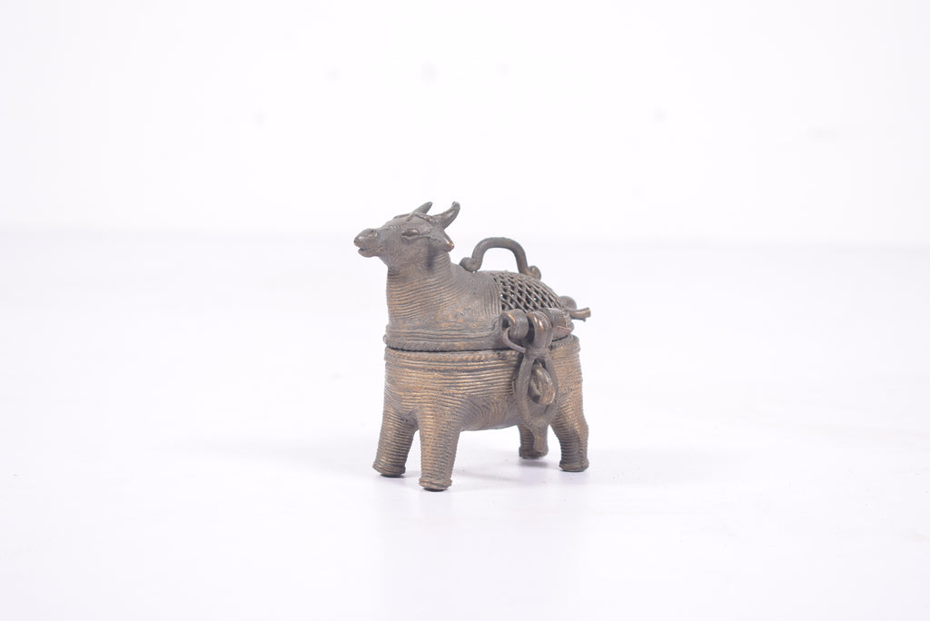 Brass Bull-Shaped Lidded Vessel