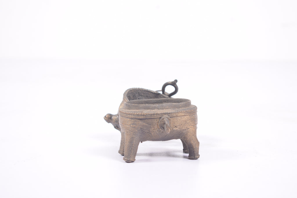 Brass Bull-Shaped Lidded Vessel
